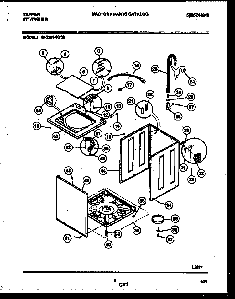 CABINET PARTS Diagram and Parts List for 46-2351-23-02  Tappan Washer