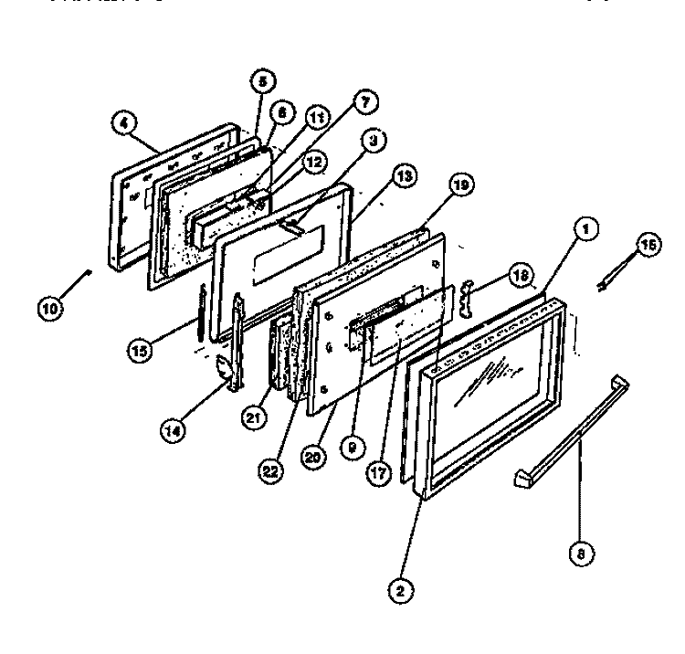 OVEN DOOR PANELS Diagram and Parts List for REGS37BFL2  Frigidaire Wall Oven