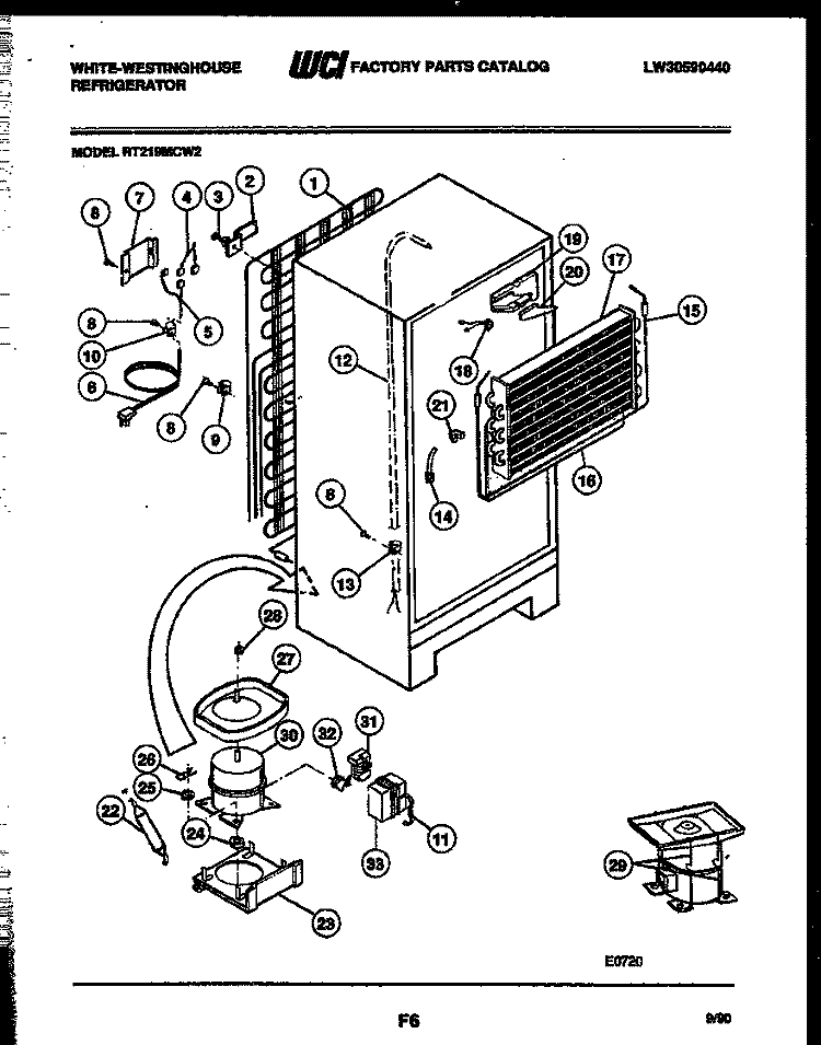 SYSTEM AND AUTOMATIC DEFROST PARTS Diagram and Parts List for RT219MCH2  Frigidaire Refrigerator
