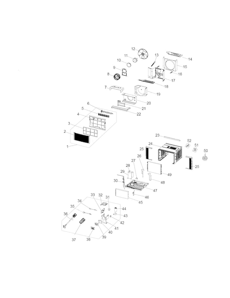 Recommended Spare Parts Diagram and Parts List for 25371124010  Kenmore Air Conditioner