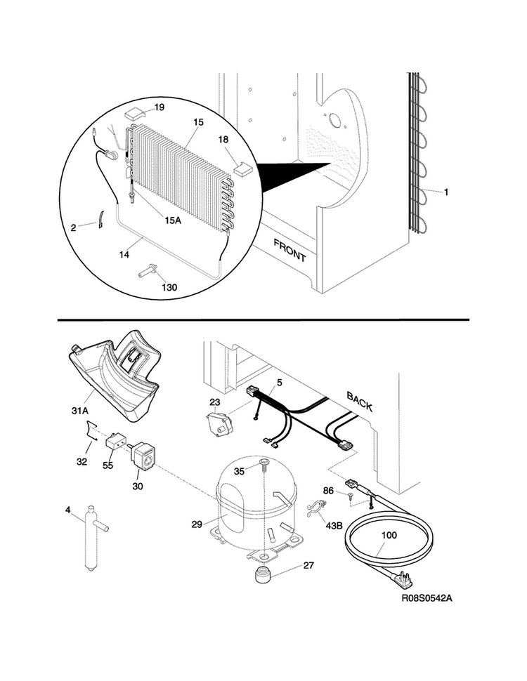 System Diagram and Parts List for LFFH20F3QWB  Frigidaire Freezer