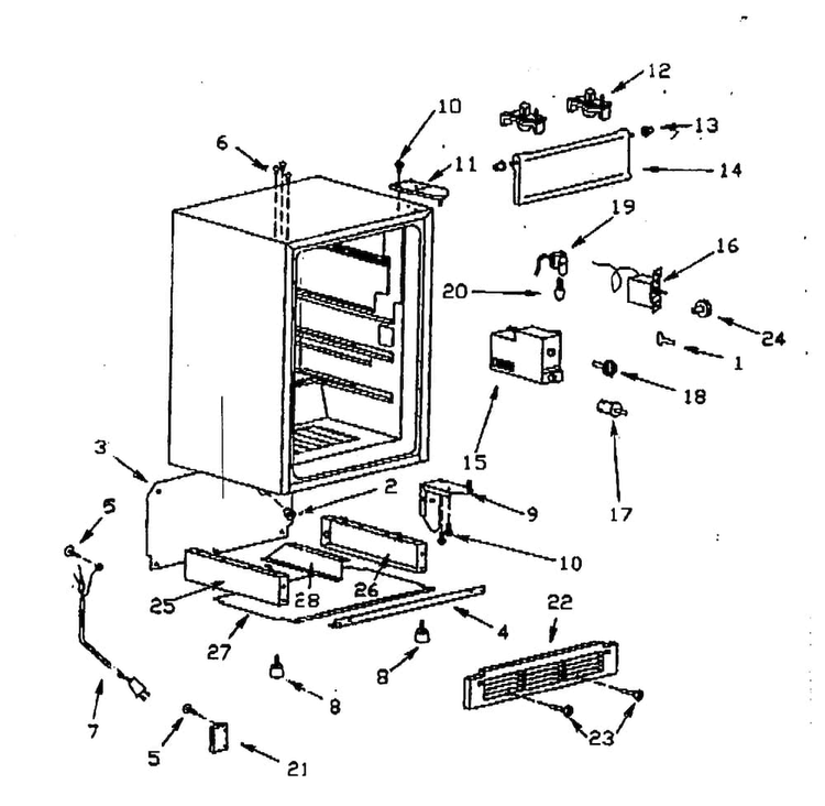 Cabinet Parts Diagram and Parts List for 56493619100  Kenmore Refrigerator