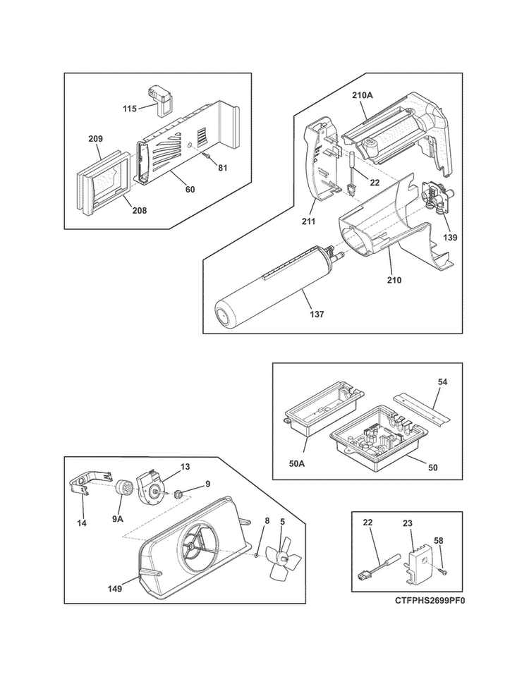 Controls Diagram and Parts List for FGHS2355PF0  Frigidaire Refrigerator