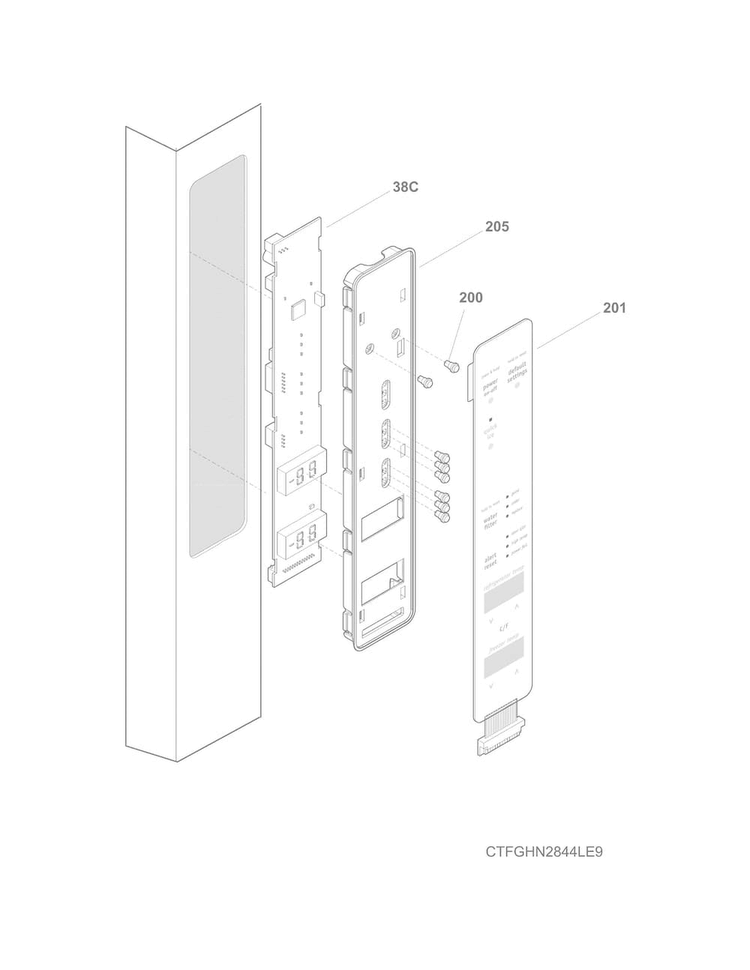 Controls Diagram and Parts List for FGHN2844LP8  Frigidaire Refrigerator