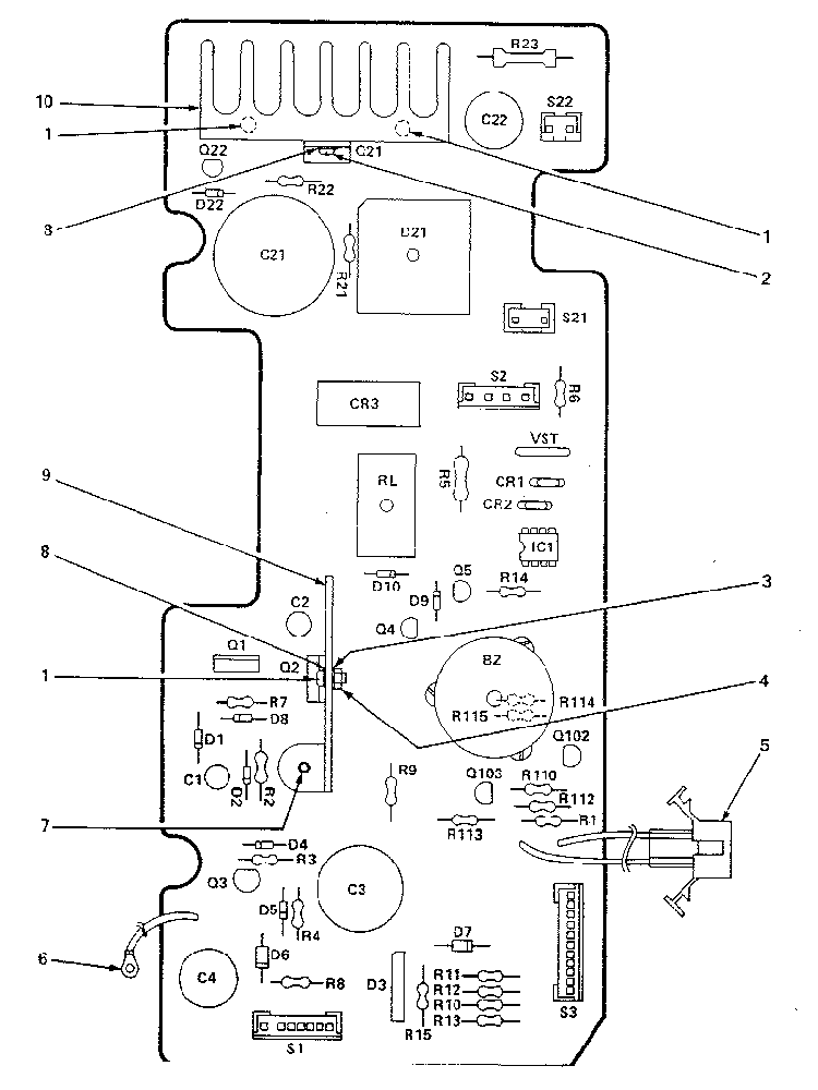 Power Control Circuit Board Diagram and Parts List for 5648998310  Kenmore Microwave