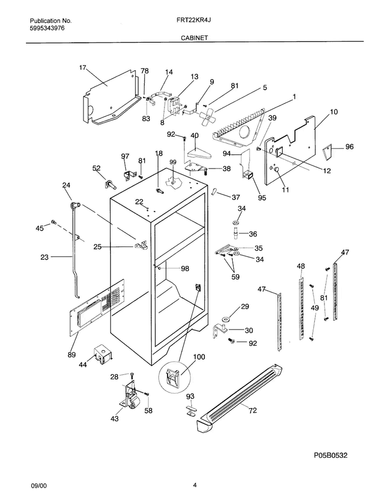 Cabinet Diagram and Parts List for OEMFRGCONV3K  Frigidaire Refrigerator