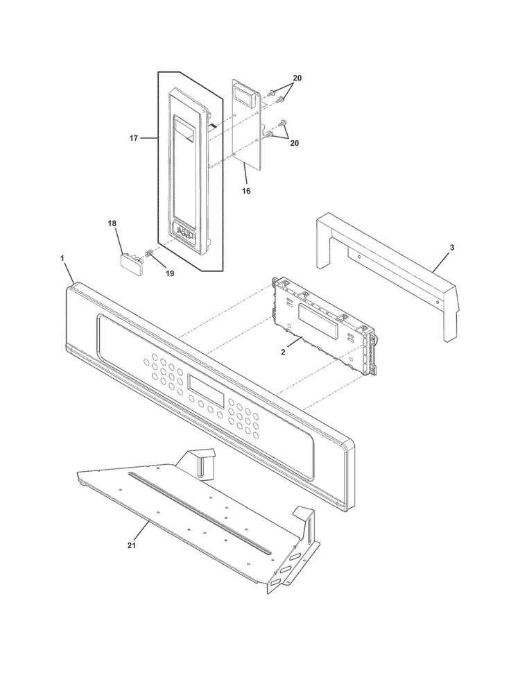 Control Panel Diagram and Parts List for FPMC3085PFC  Frigidaire Microwave Oven Combo