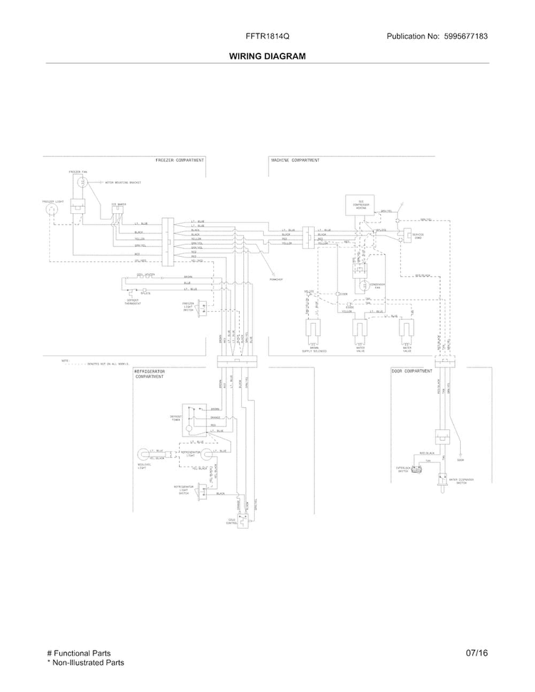 Wiring Diagram Diagram and Parts List for FFTR1814QW4A  Frigidaire Refrigerator