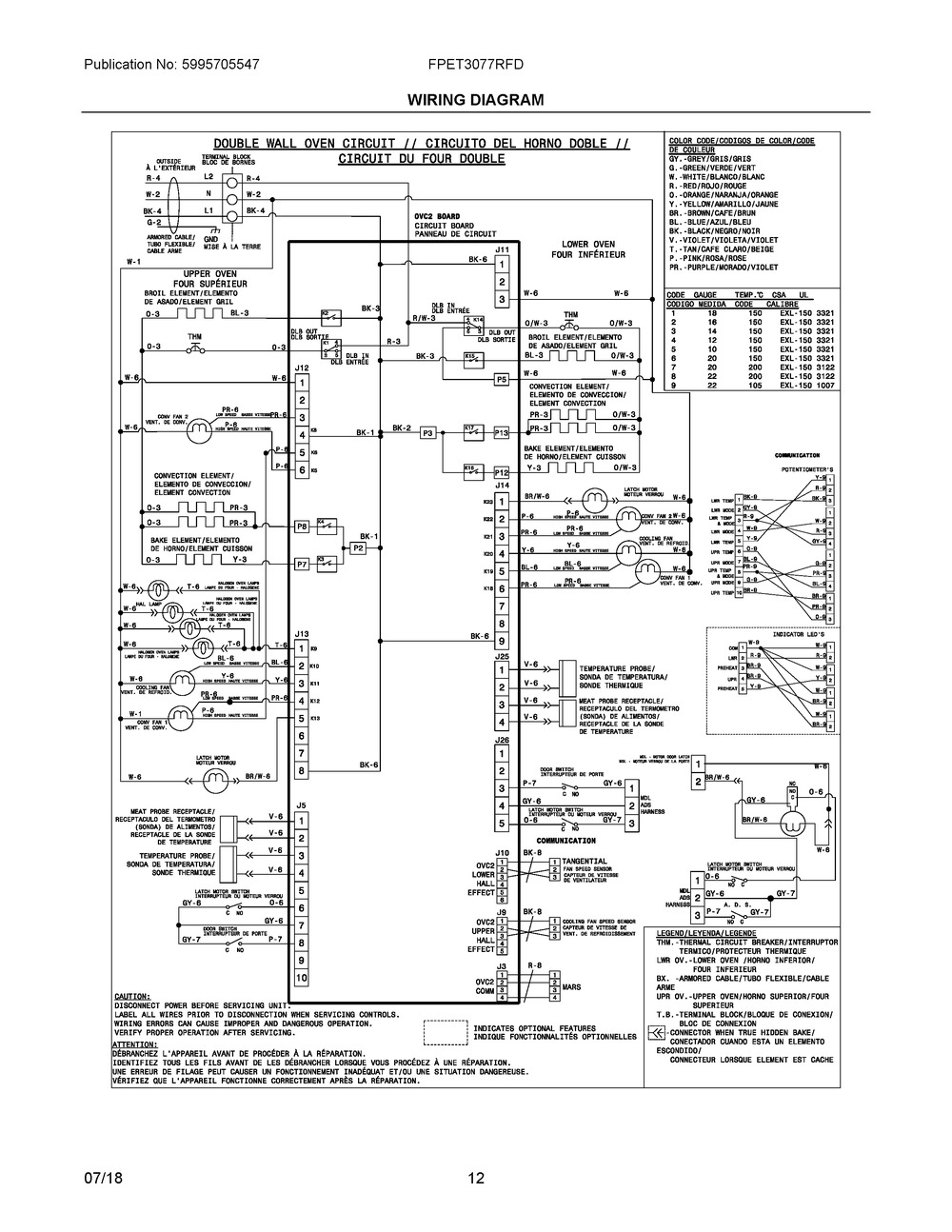 Wiring Diagram Diagram and Parts List for FPET3077RFD  Frigidaire Wall Oven