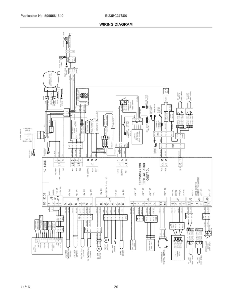 Wiring Diagram Diagram and Parts List for EI23BC37SS0  Electrolux Refrigerator