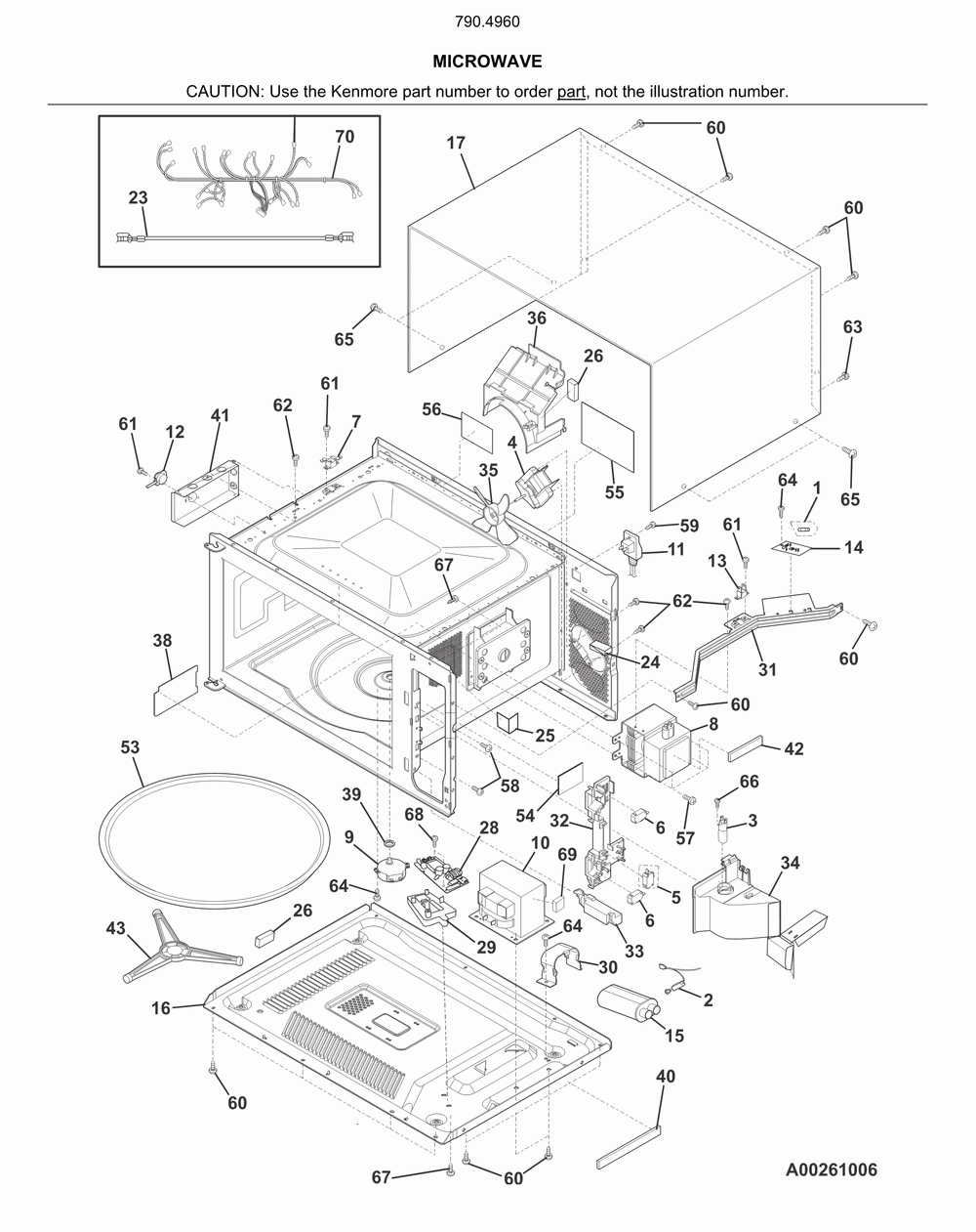 Microwave Diagram and Parts List for 79049602317  Kenmore Microwave