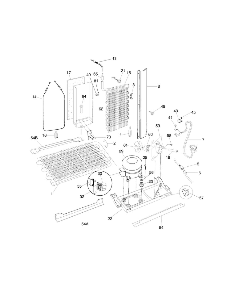 System Diagram and Parts List for FRS20ZGGB3  Frigidaire Refrigerator