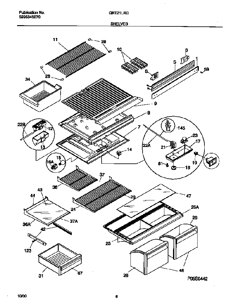 Shelves Diagram and Parts List for GRT21LRGD2  Gibson Refrigerator