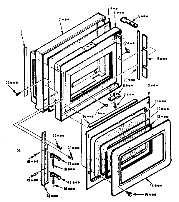 Door Parts Diagram and Parts List for 5648788690  Kenmore Microwave