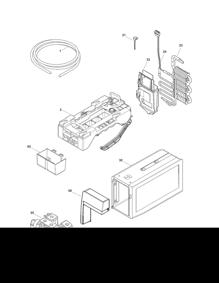 Fresh Food Ice Maker Diagram and Parts List for EI23BC65KS8A  Electrolux Refrigerator