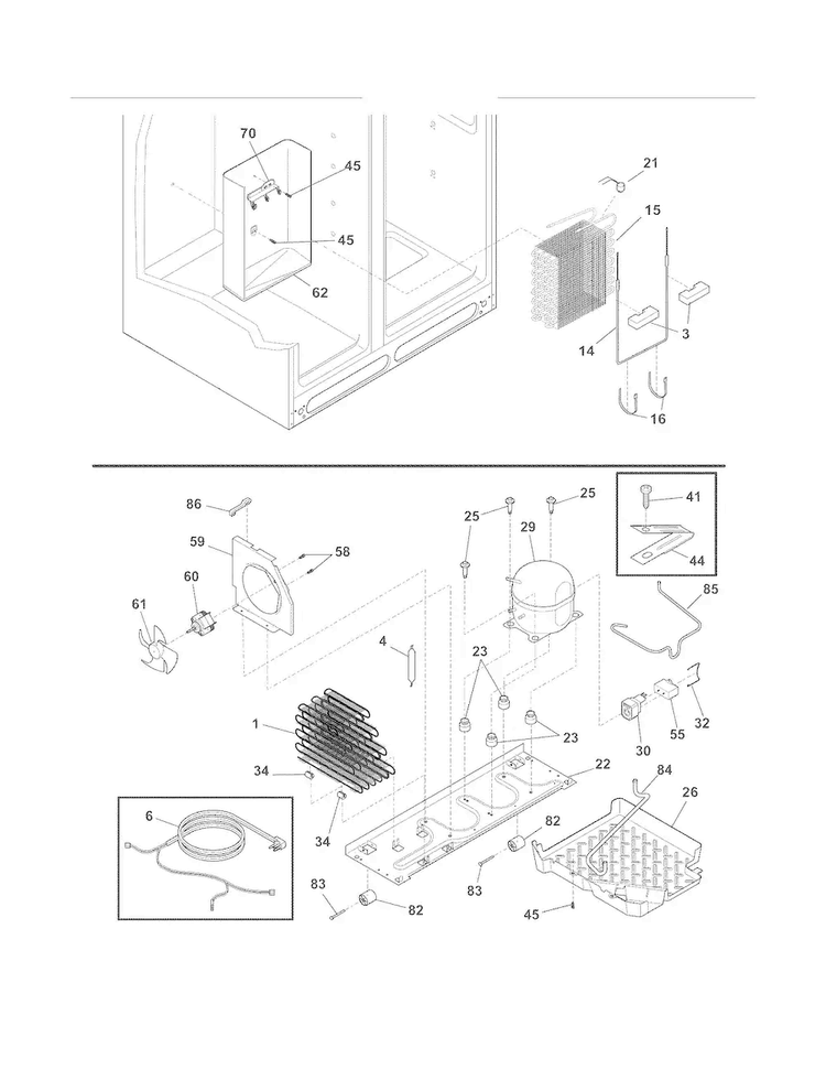 System Diagram and Parts List for FPUS2686LF2  Frigidaire Refrigerator