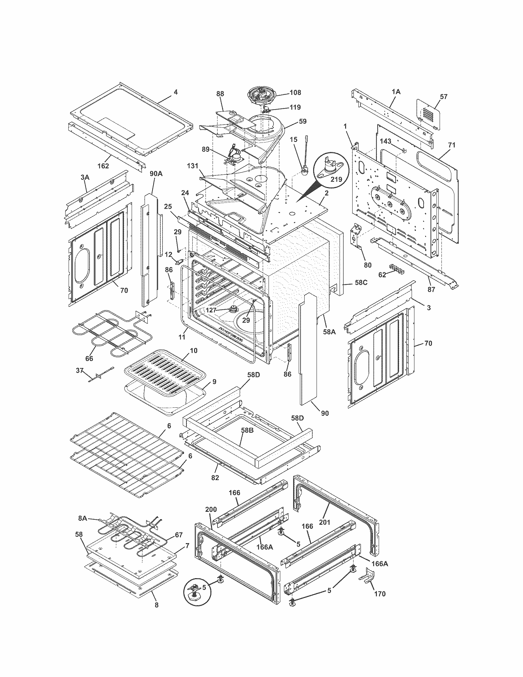 Body Diagram and Parts List for 79042523310  Kenmore Range