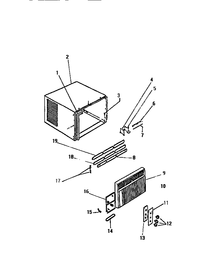 CABINET, FRONT, WRAPPER Diagram and Parts List for MH413B1SA  Kelvinator Air Conditioner
