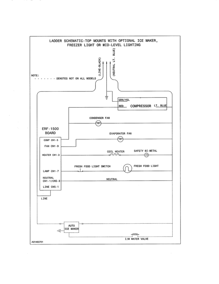 Wiring Schematic Diagram and Parts List for FFTR1514QW9  Frigidaire Refrigerator