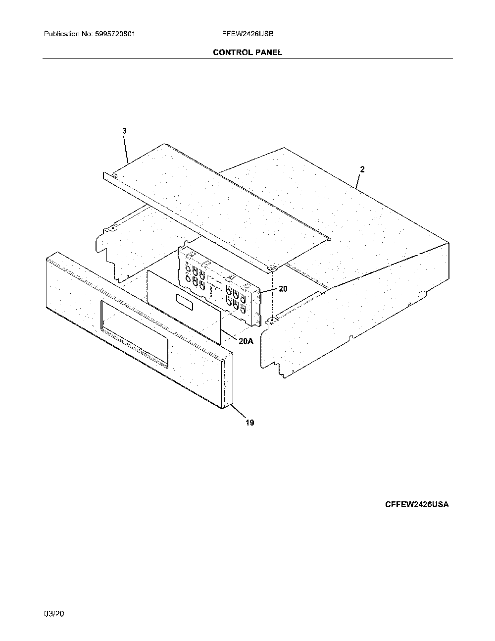 Control Diagram and Parts List for FFEW2426USB  Frigidaire Wall Oven