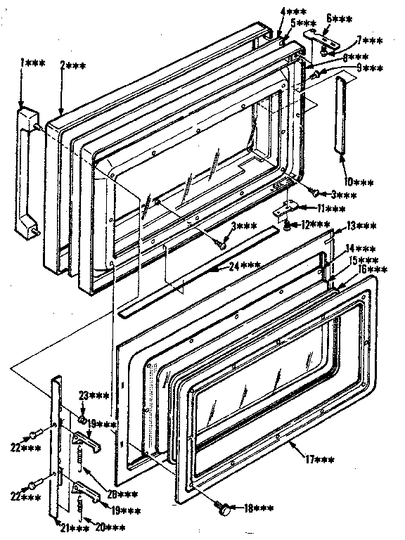 Door Parts Diagram and Parts List for 5648598610  Kenmore Microwave