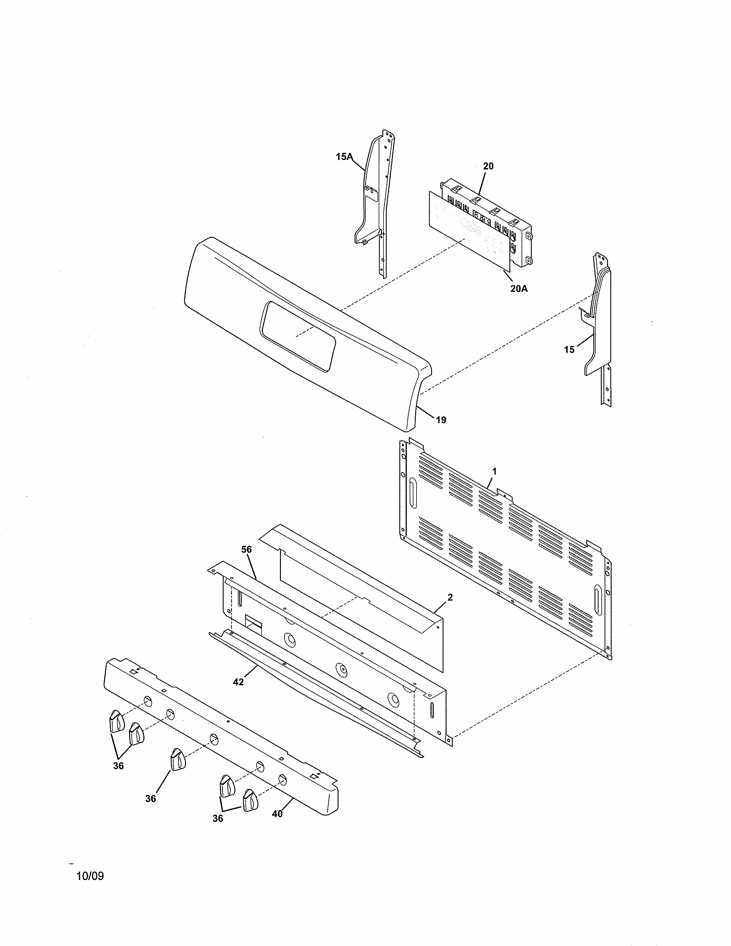 Backguard Diagram and Parts List for 79077463805  Kenmore Range