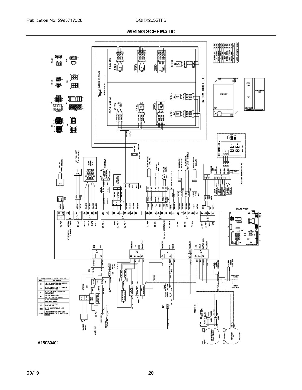 Wiring Schematic Diagram and Parts List for DGHX2655TFB  Frigidaire Refrigerator