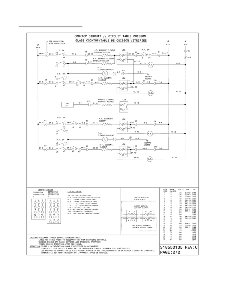 Wiring Diagram Diagram and Parts List for CGES3065KW5  Frigidaire Range