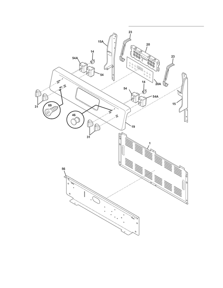 Backguard Diagram and Parts List for LFEF3019MWC  Frigidaire Range