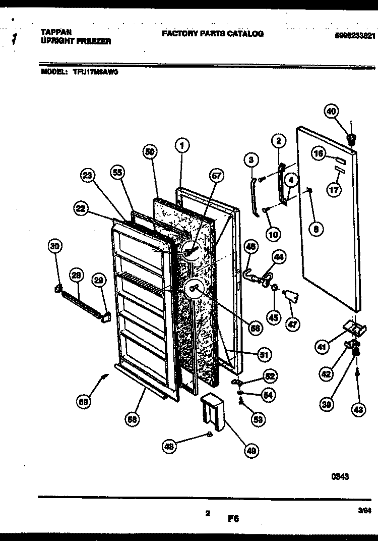 DOOR PARTS Diagram and Parts List for TFU17M6AW0  Tappan Freezer