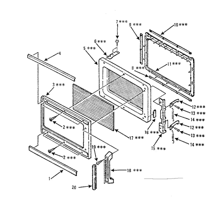 Door Parts Diagram and Parts List for 5648747680  Kenmore Microwave