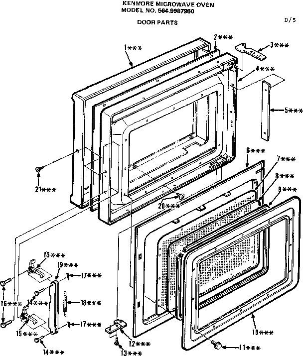 Door Parts Diagram and Parts List for 5649987960  Kenmore Microwave