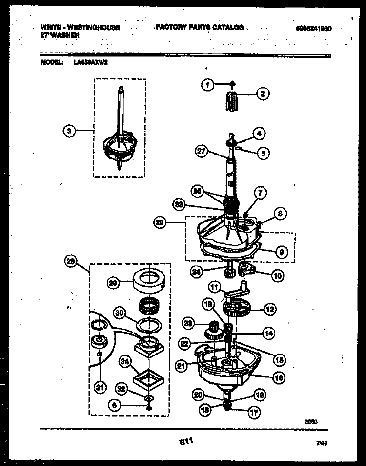 TRANSMISSION PARTS Diagram and Parts List for LA450AXD2  Frigidaire Washer