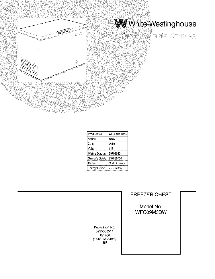 COVER Diagram and Parts List for WFC09M3BW5  Crosley Freezer