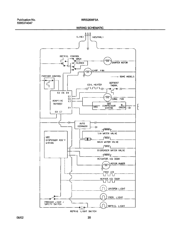 WIRING SCHEMATIC Diagram and Parts List for WRS26MF5AQ3  Westinghouse Refrigerator