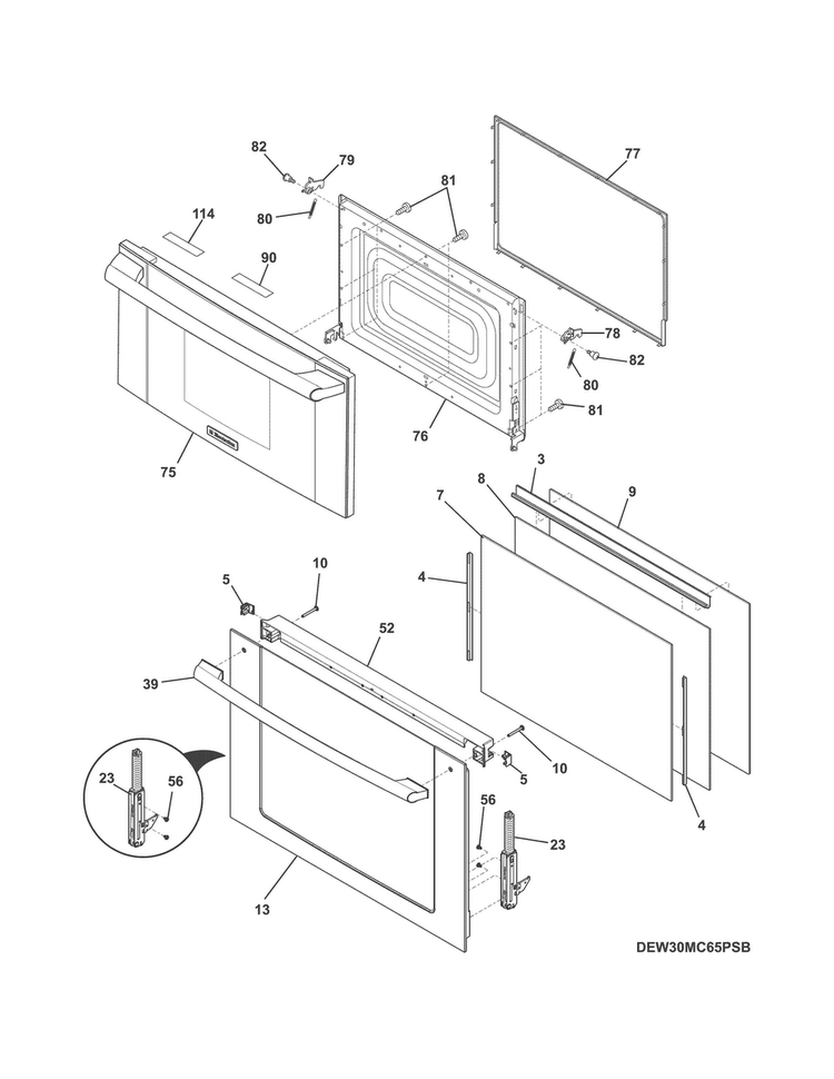 Doors Diagram and Parts List for EW30MC65PSB  Electrolux Microwave Oven Combo
