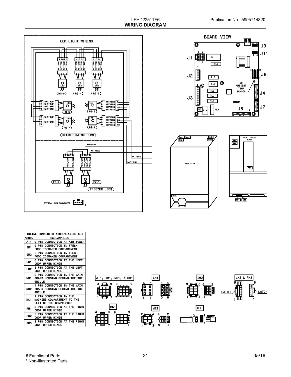 Wiring Diagram Diagram and Parts List for LFHD2251TF6  Frigidaire Refrigerator
