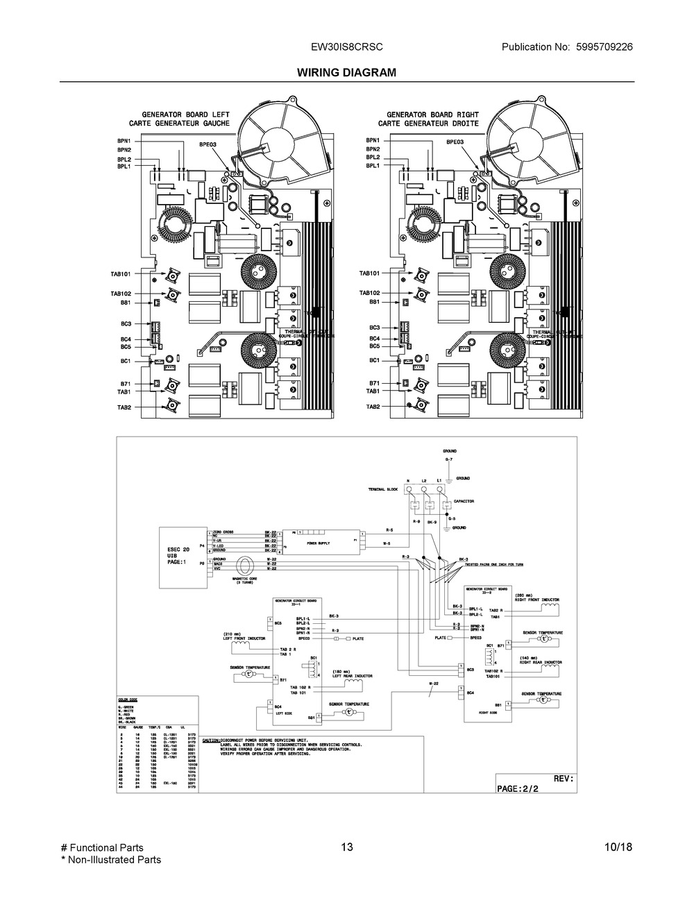 Wiring Diagram Diagram and Parts List for EW30IS8CRSC  Frigidaire Range