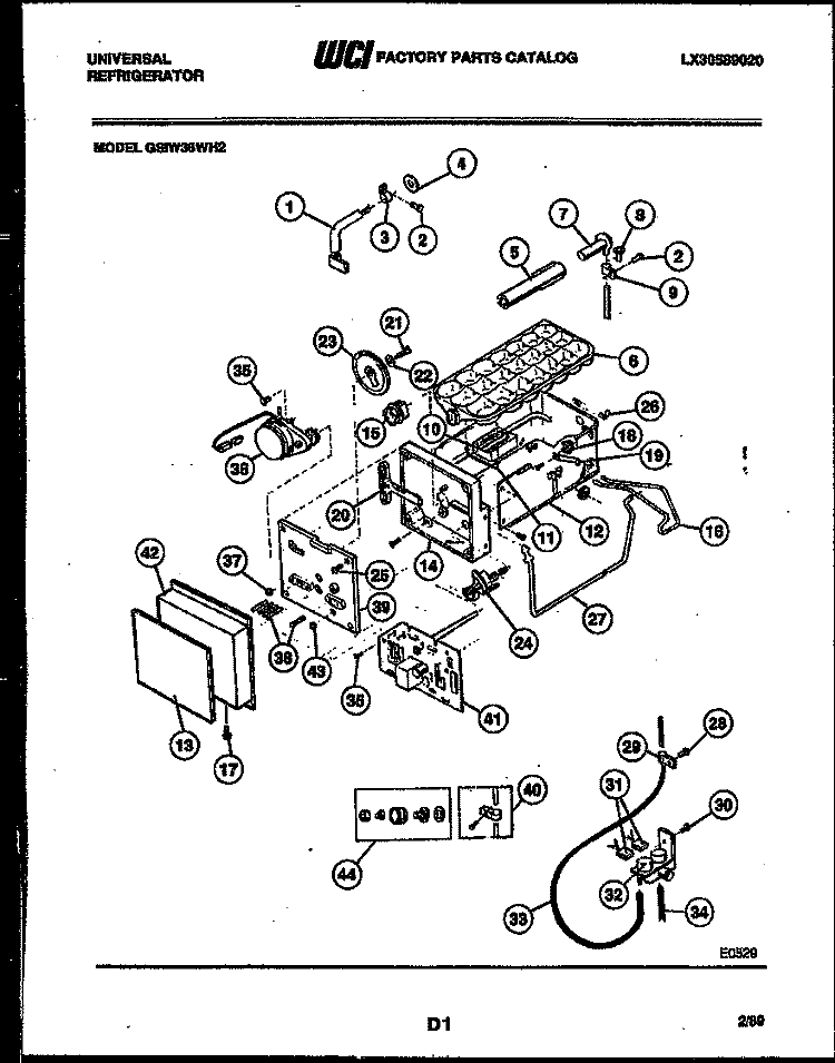 ICE MAKER AND INSTALLATION PARTS Diagram and Parts List for GSIW36WHW2  Frigidaire Refrigerator