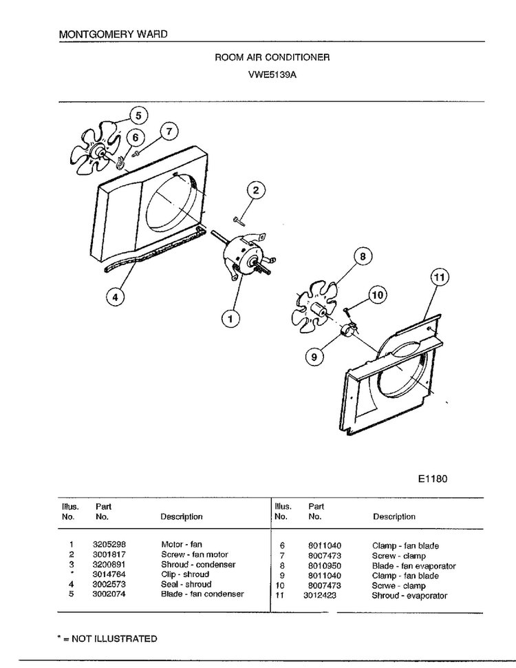 Room Air Conditioner Page 5 Diagram and Parts List for 5139A  Frigidaire Air Conditioner