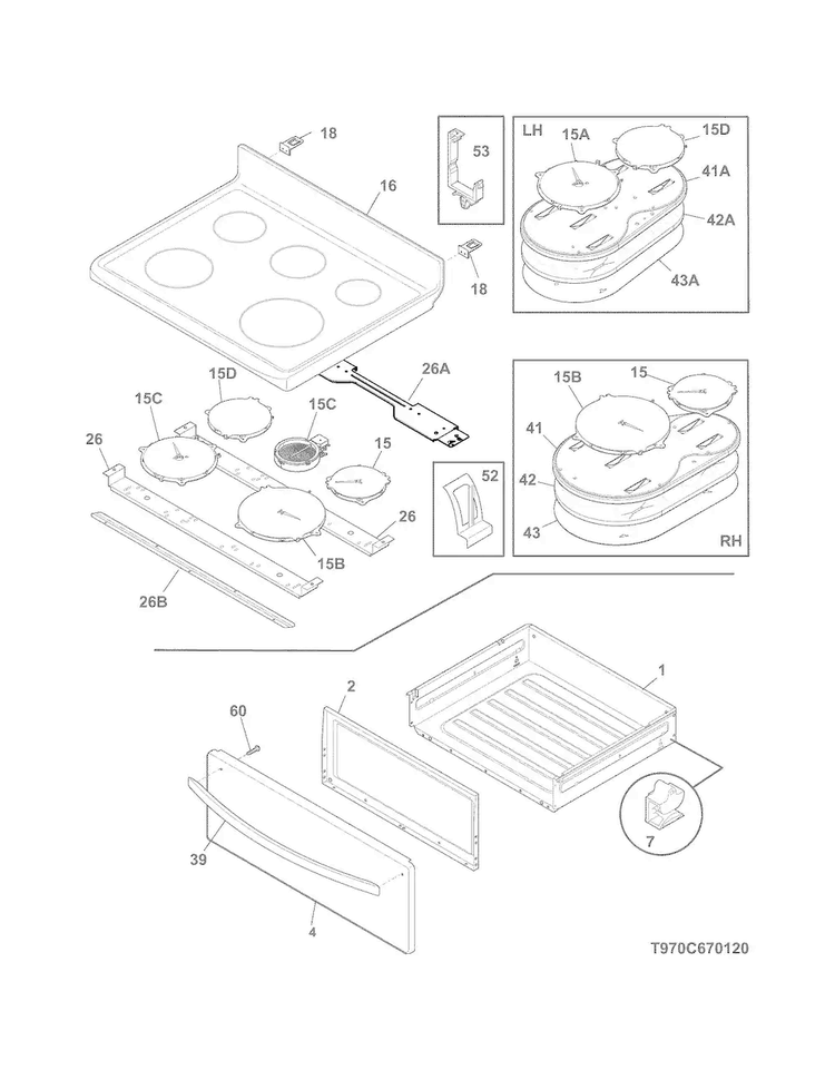 Top/drawer Diagram and Parts List for FGIF3061NFB  Frigidaire Range