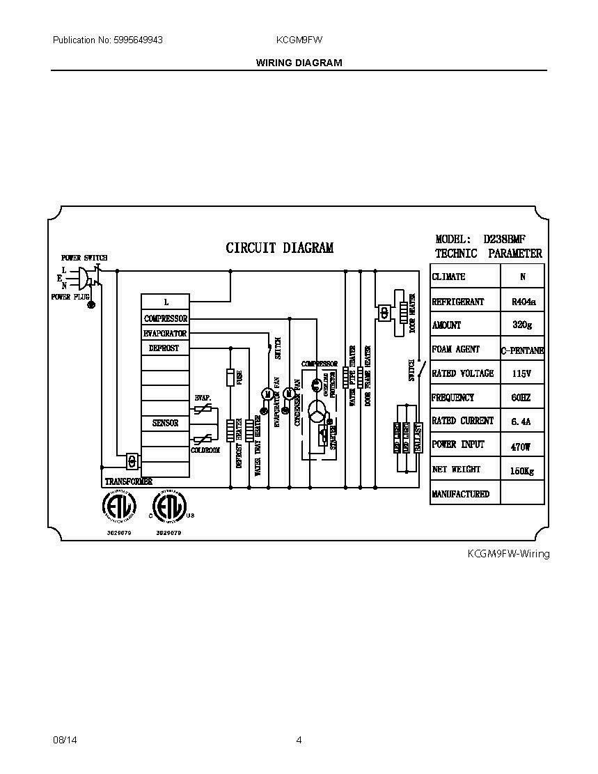 03 - WIRING DIAGRAM Diagram and Parts List for KCGM9FW  Frigidaire Freezer