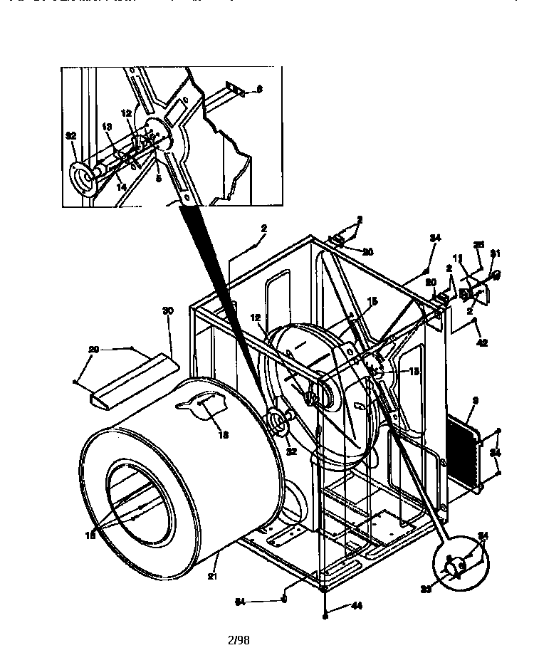 Cabinet/drum Diagram and Parts List for FSG747GC  Frigidaire Dryer