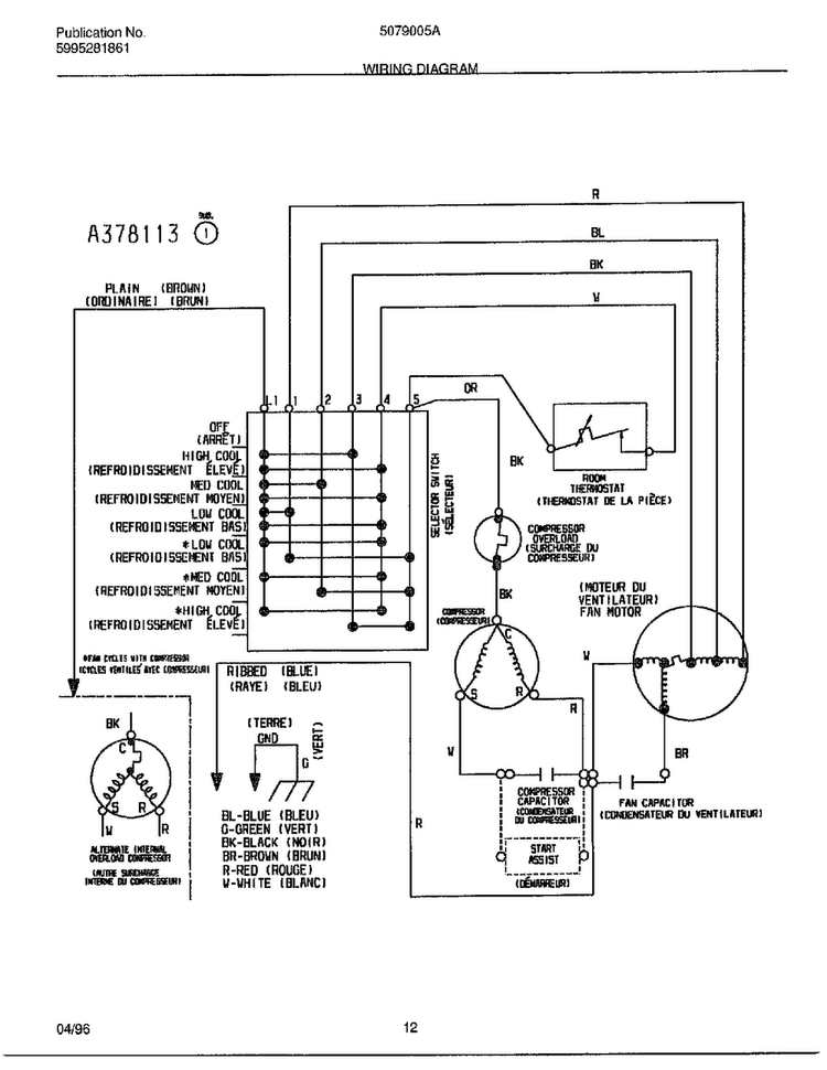 Wiring Diagram Diagram and Parts List for 5079005A  Frigidaire Air Conditioner