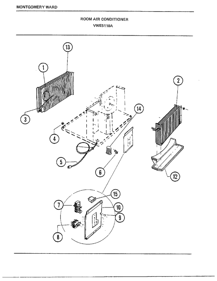 Room Air Conditioner Page 3 Diagram and Parts List for 5118A  Frigidaire Air Conditioner
