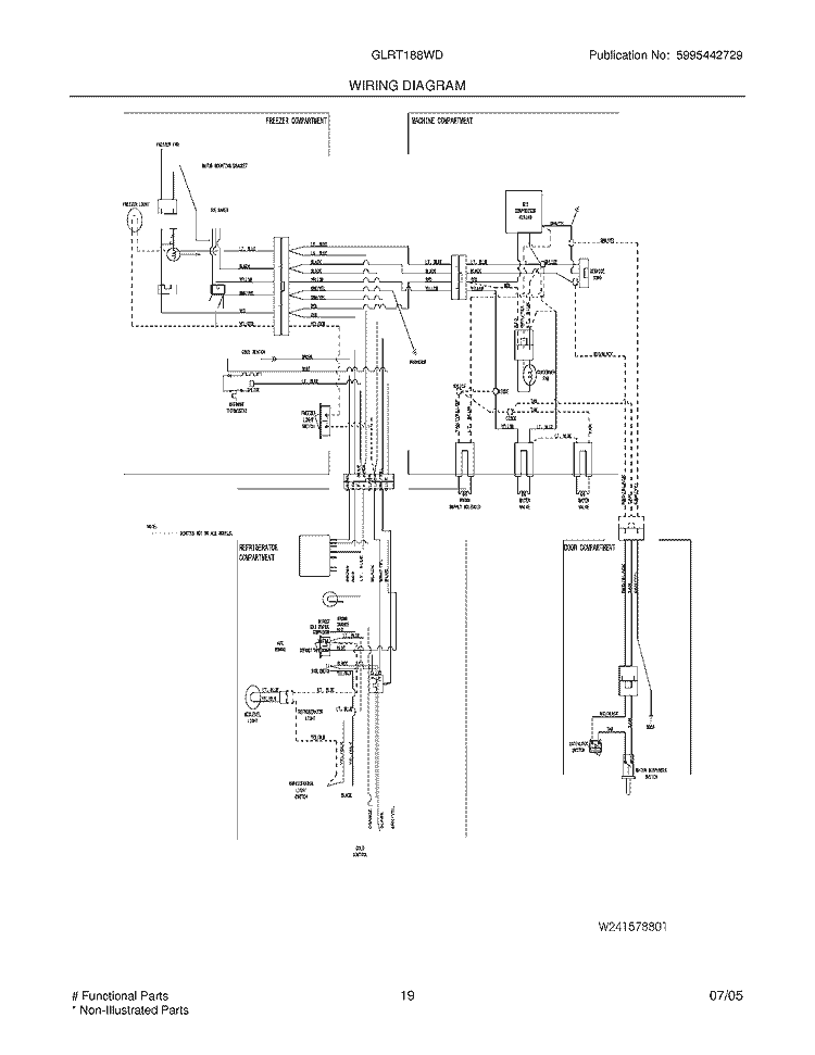 WIRING DIAGRAM Diagram and Parts List for GLRT188WDZ8  Frigidaire Refrigerator