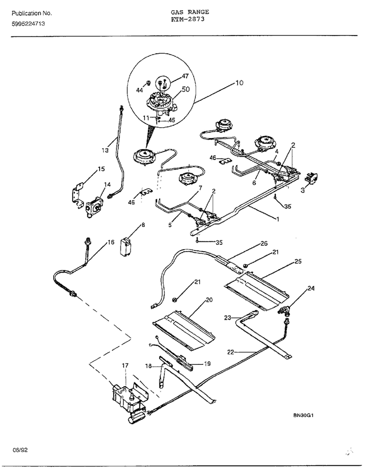 Gas Range Page 3 Diagram and Parts List for 2873  Frigidaire Range
