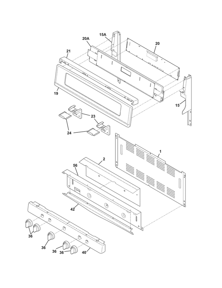 Backguard Diagram and Parts List for FGGF3056KFR  Frigidaire Range