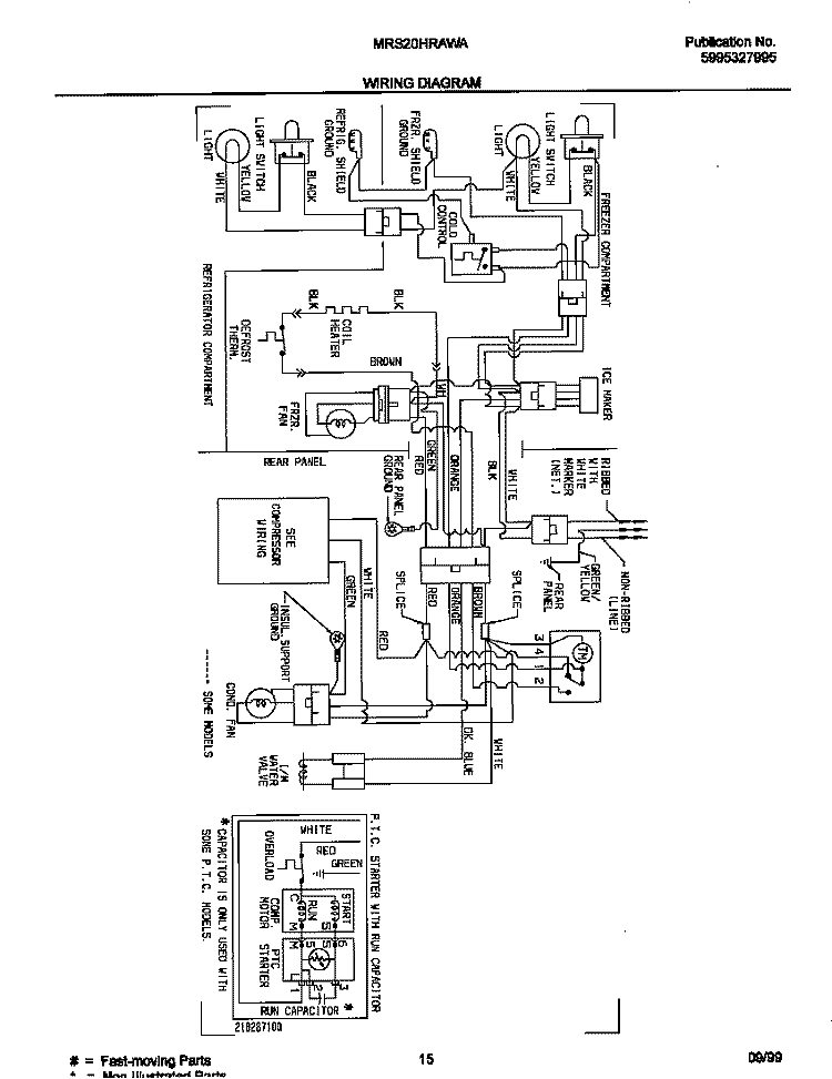 WIRING DIAGRAM Diagram and Parts List for MRS20HRAWA  Frigidaire Refrigerator