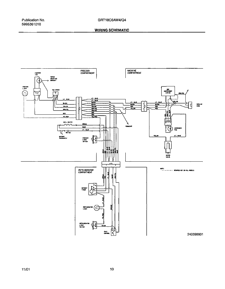WIRING SCHEMATIC Diagram and Parts List for GRT18C6AW4  Gibson Refrigerator